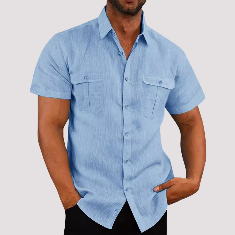 Aaron - Chemise stylée à manches courtes avec patte de boutonnage pour hommes