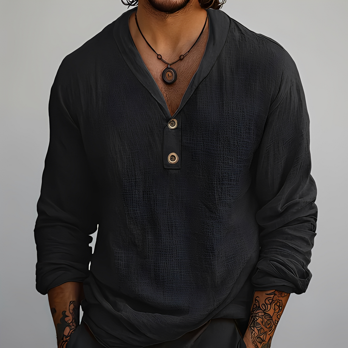 Reymart - Chemise estivale à col en V pour homme