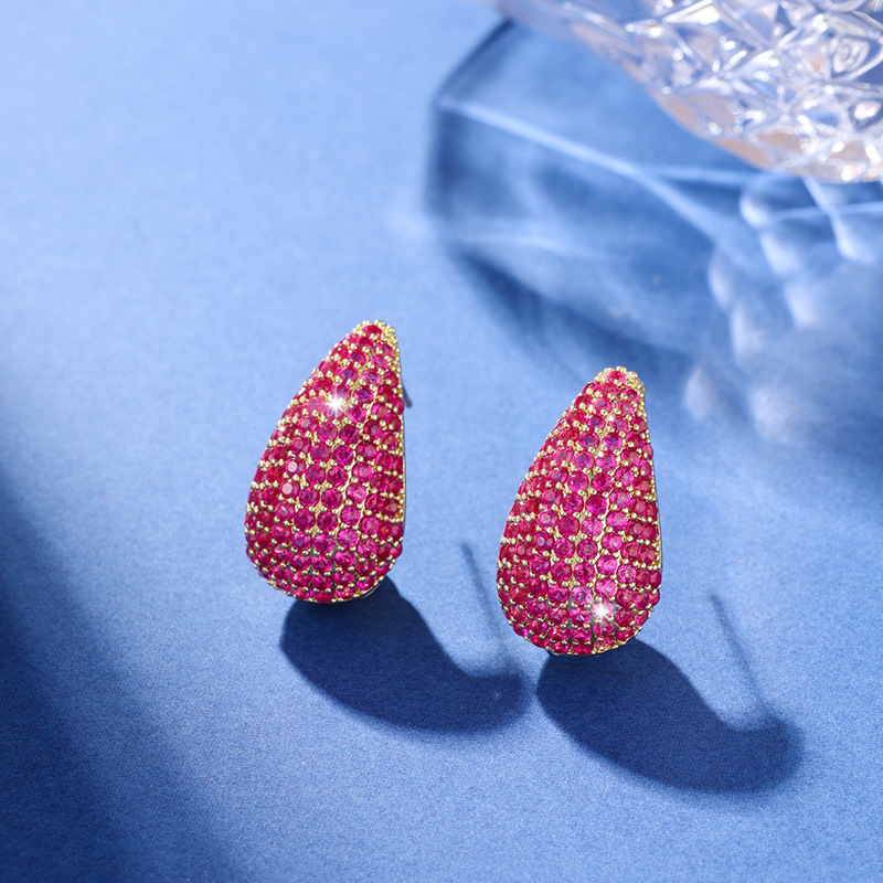 Boucles d'oreilles Diamant en Forme de Goutte - Boucle d'oreille Diamant Incrusté