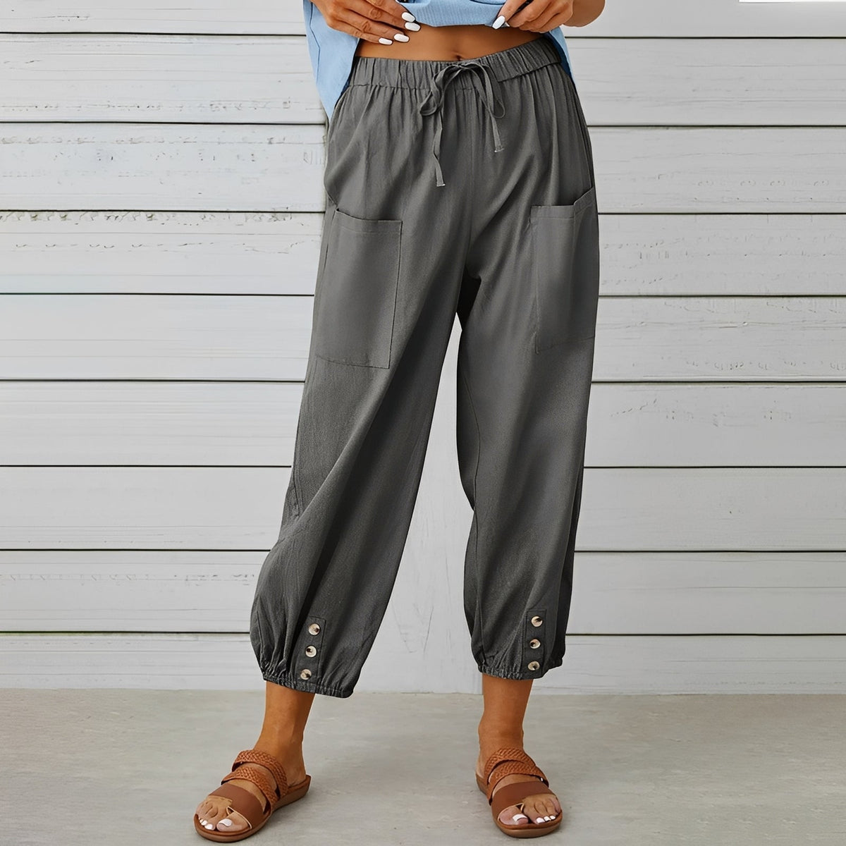 Christa - Pantalon large, décontracté et court pour femmes