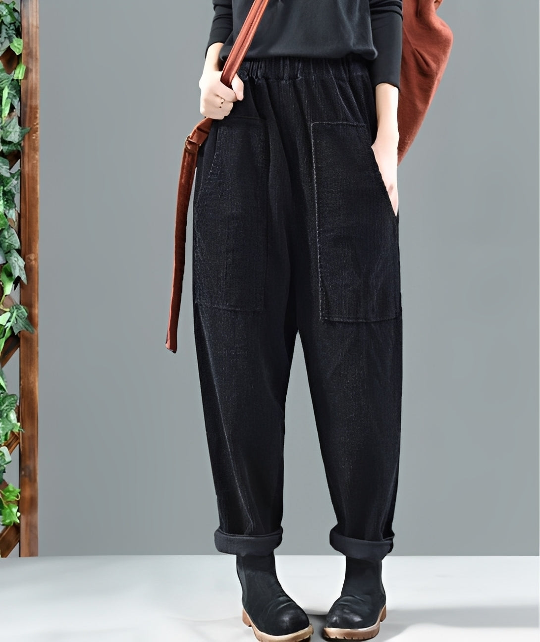 Hanna - Pantalon harem chic en velours côtelé pour femmes