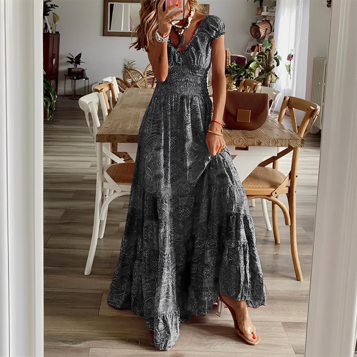 Christina - Robe maxi de style bohème avec imprimé floral pour femmes
