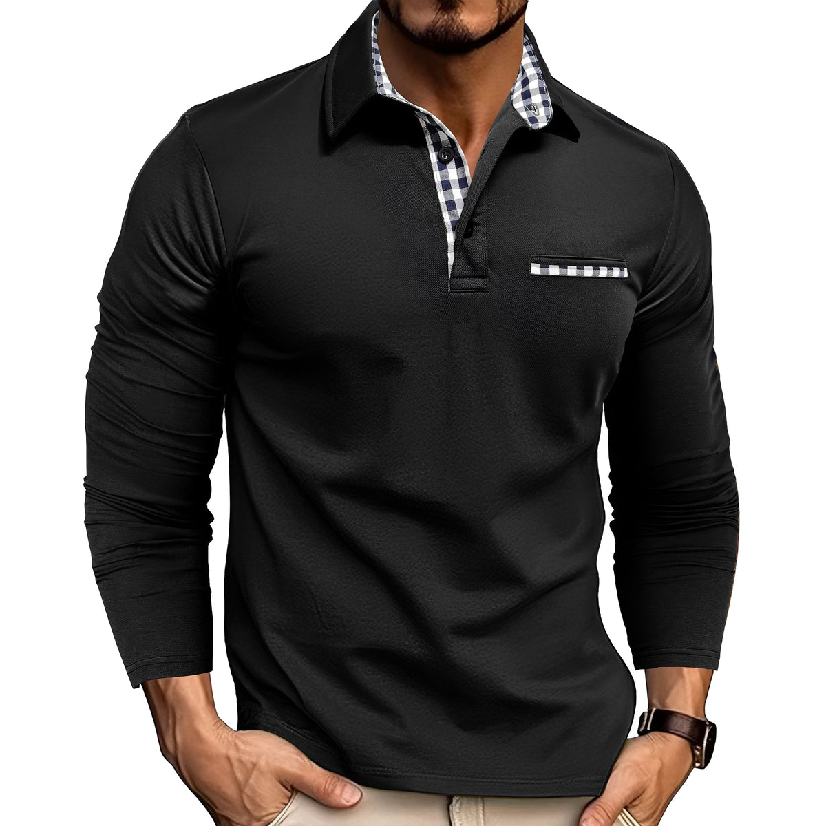 Gerald - Polo élégant à manches longues pour hommes