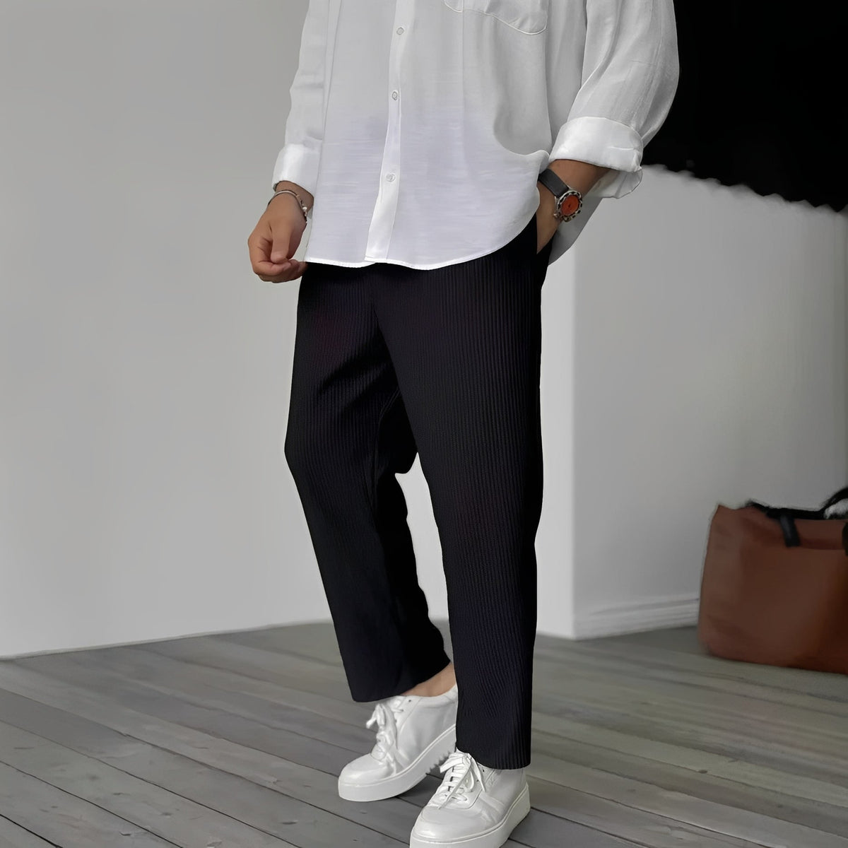 Tristan - Pantalon décontracté droit et large pour hommes