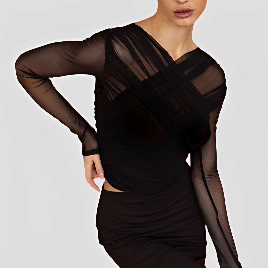Cara - Blouse élégante à manches longues froncées
