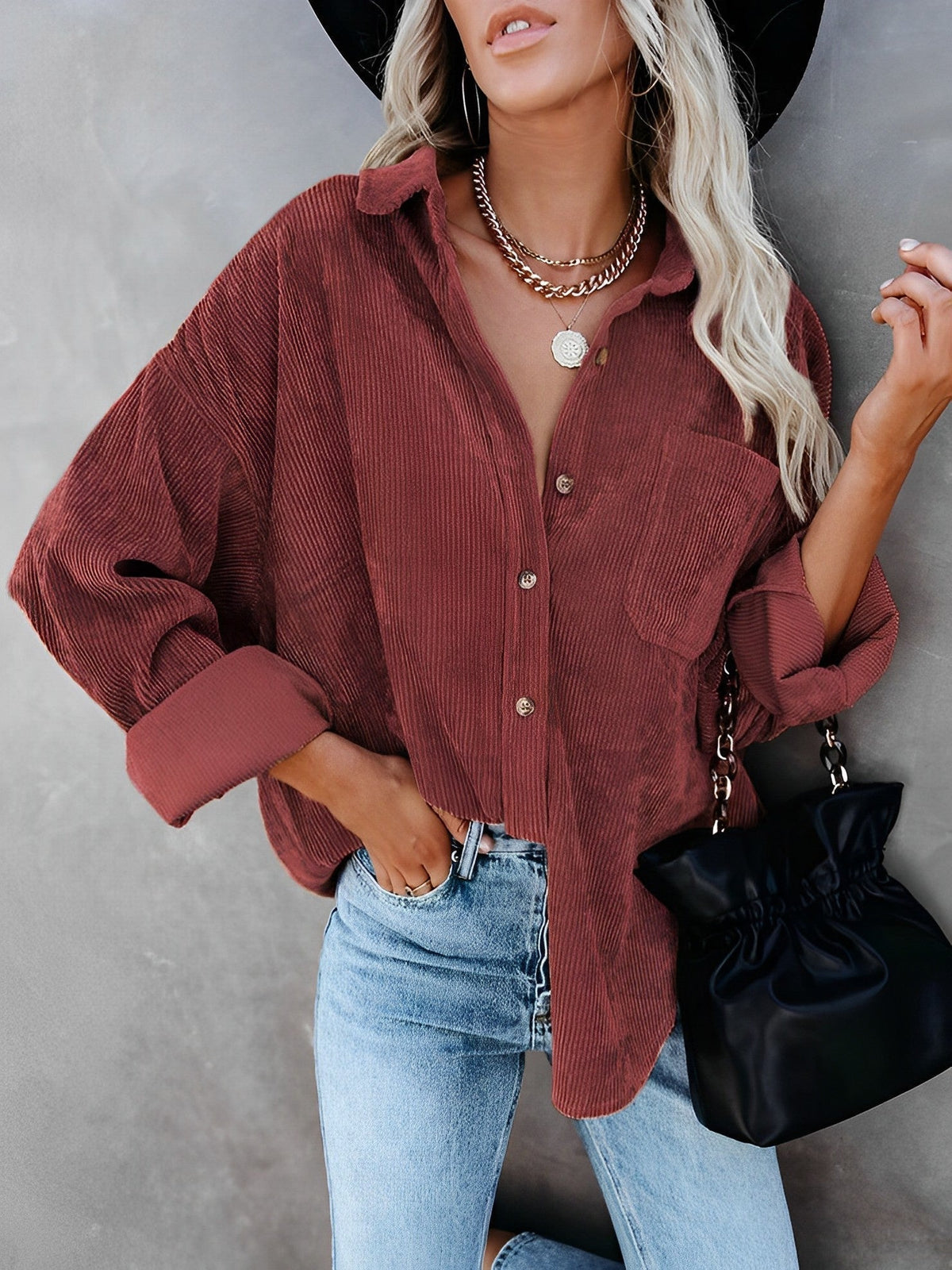 Amara - Veste en velours côtelé avec boutons