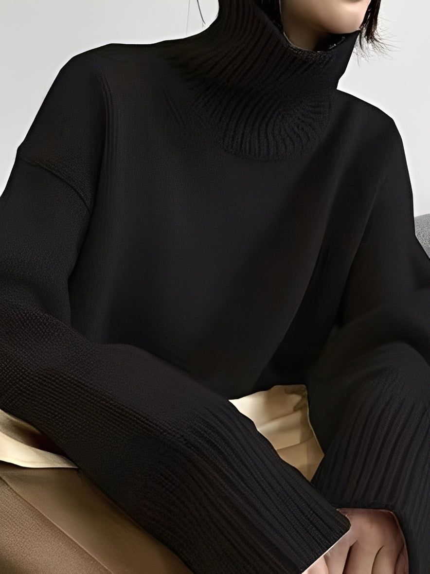 Adrienne - Pull col roulé style élégant et ample
