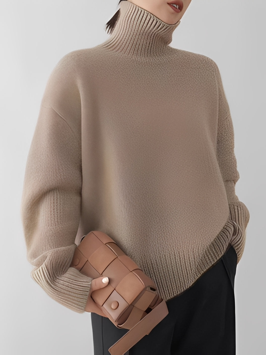 Adrienne - Pull col roulé style élégant et ample