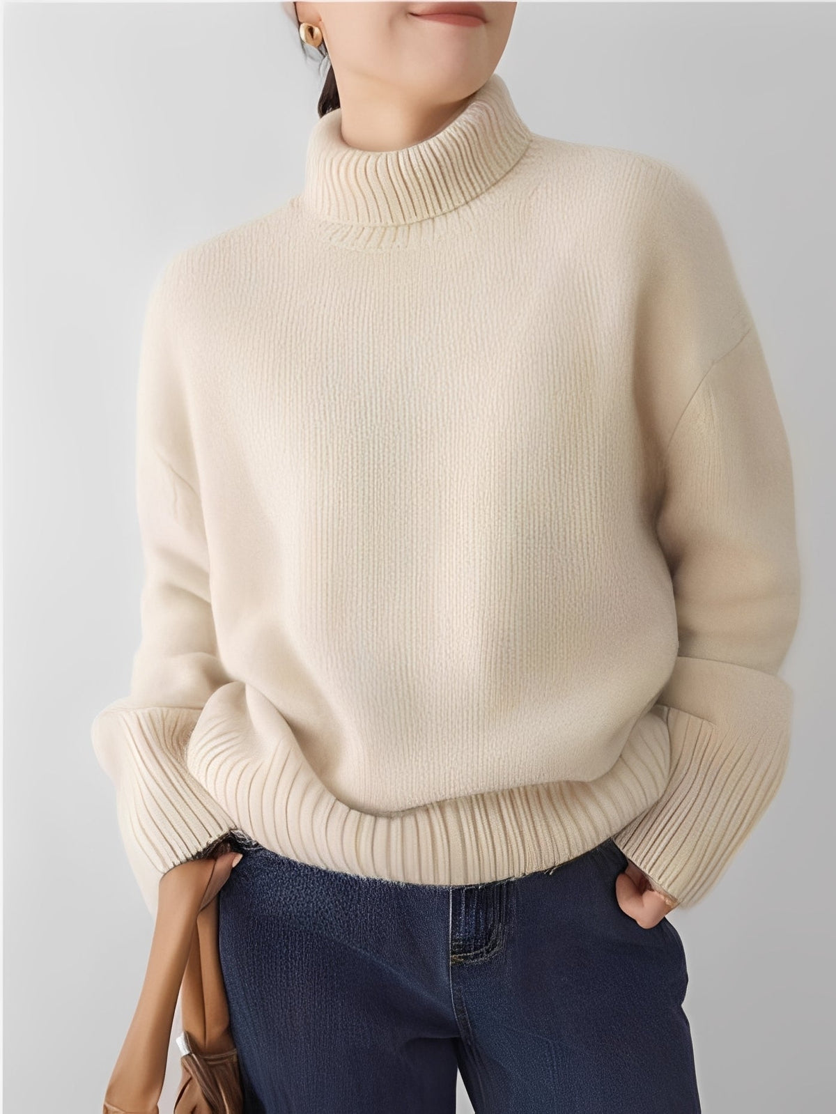 Adrienne - Pull col roulé style élégant et ample