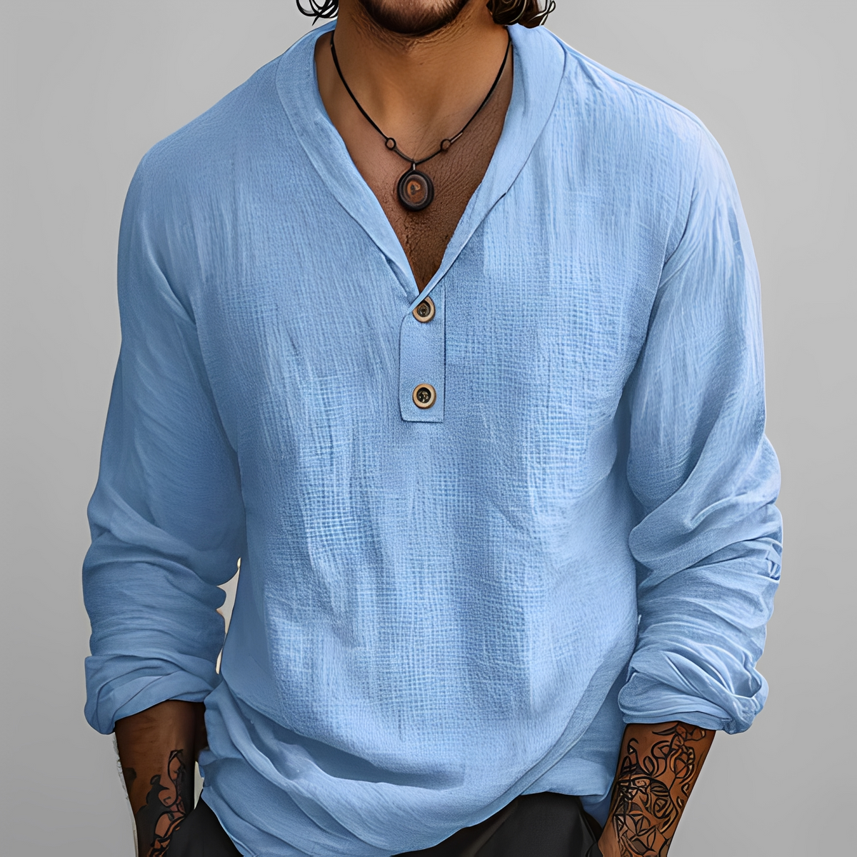 Reymart - Chemise estivale à col en V pour homme