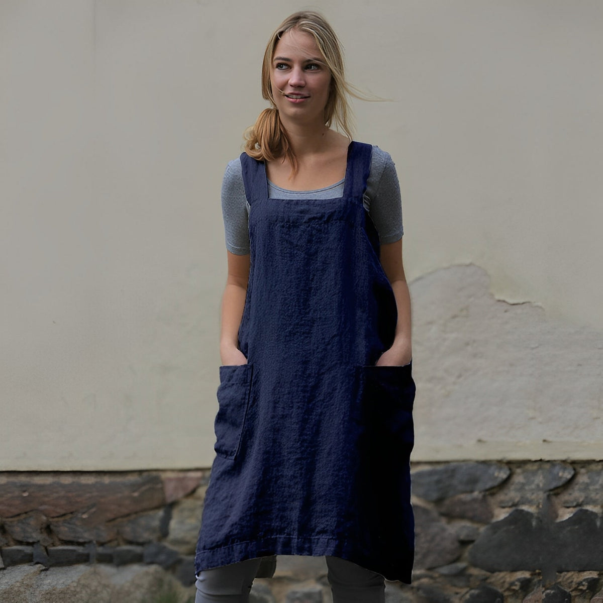 Mozelle - Robe tablier décontractée avec poches pour femmes
