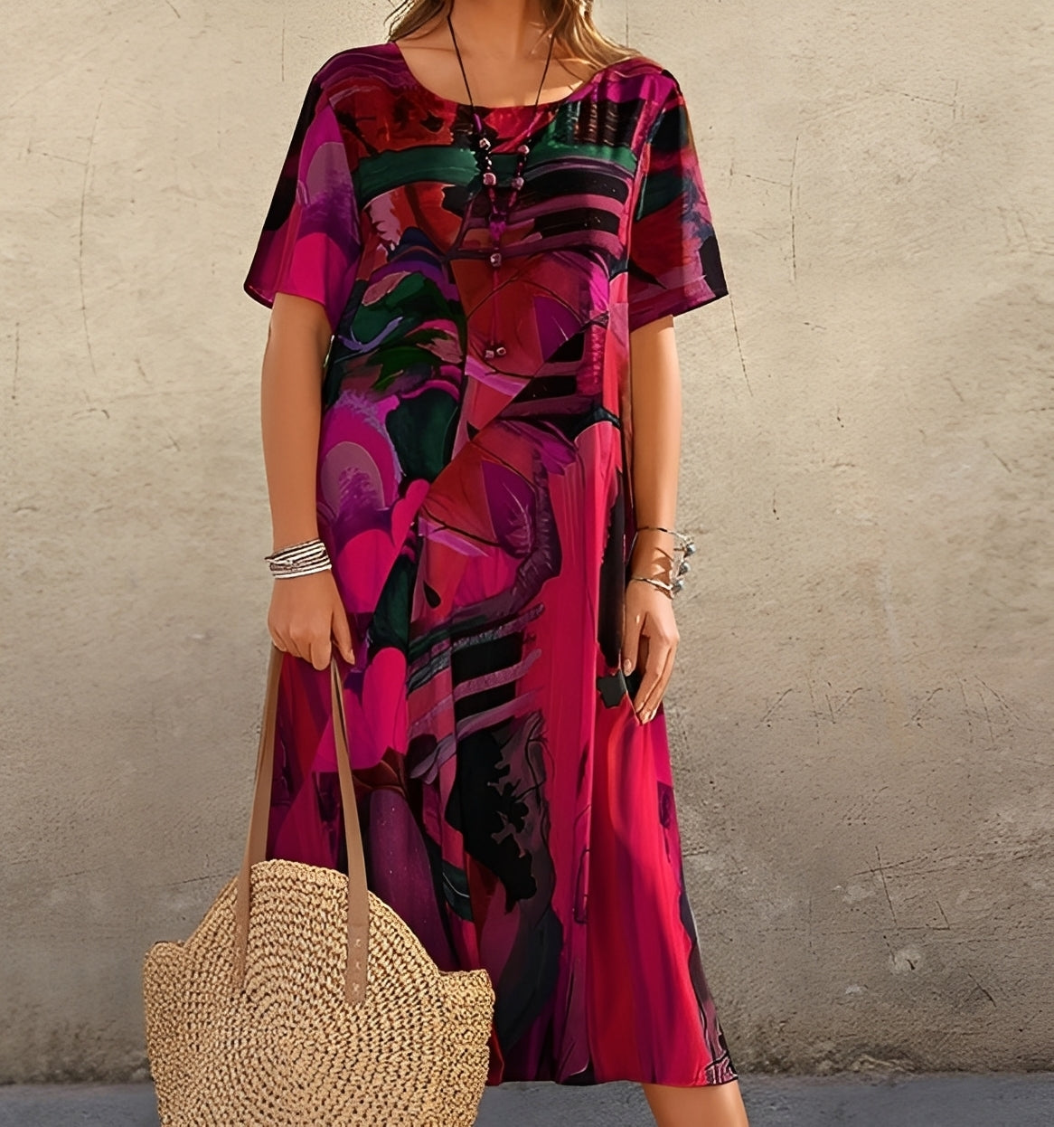 Alexa - Robe à motif élégant et coupe ample pour femmes