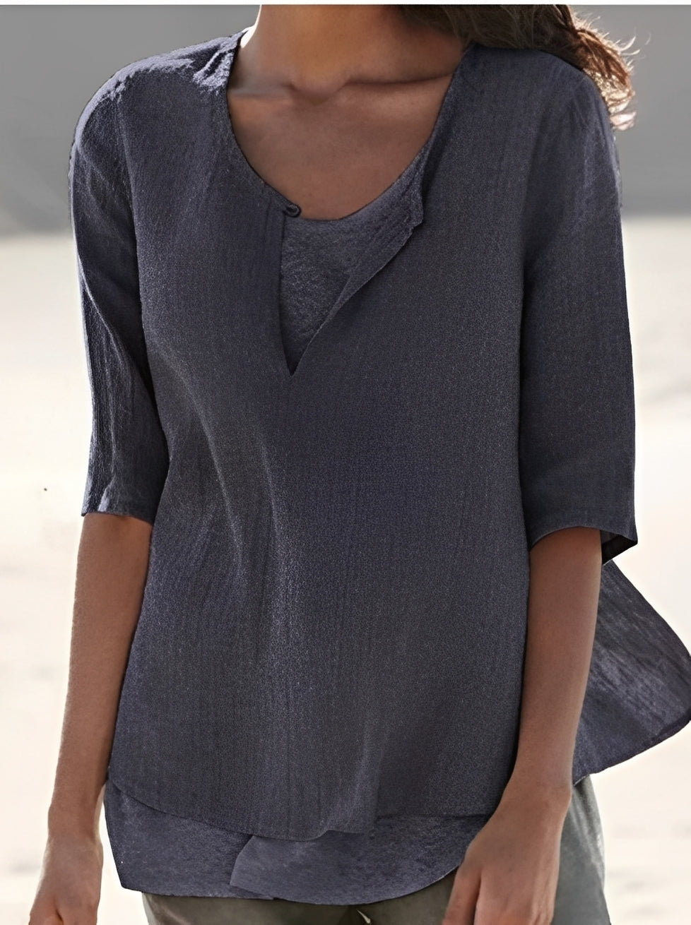 Charlie - Chemise décontractée ample à manches 3/4 pour femmes