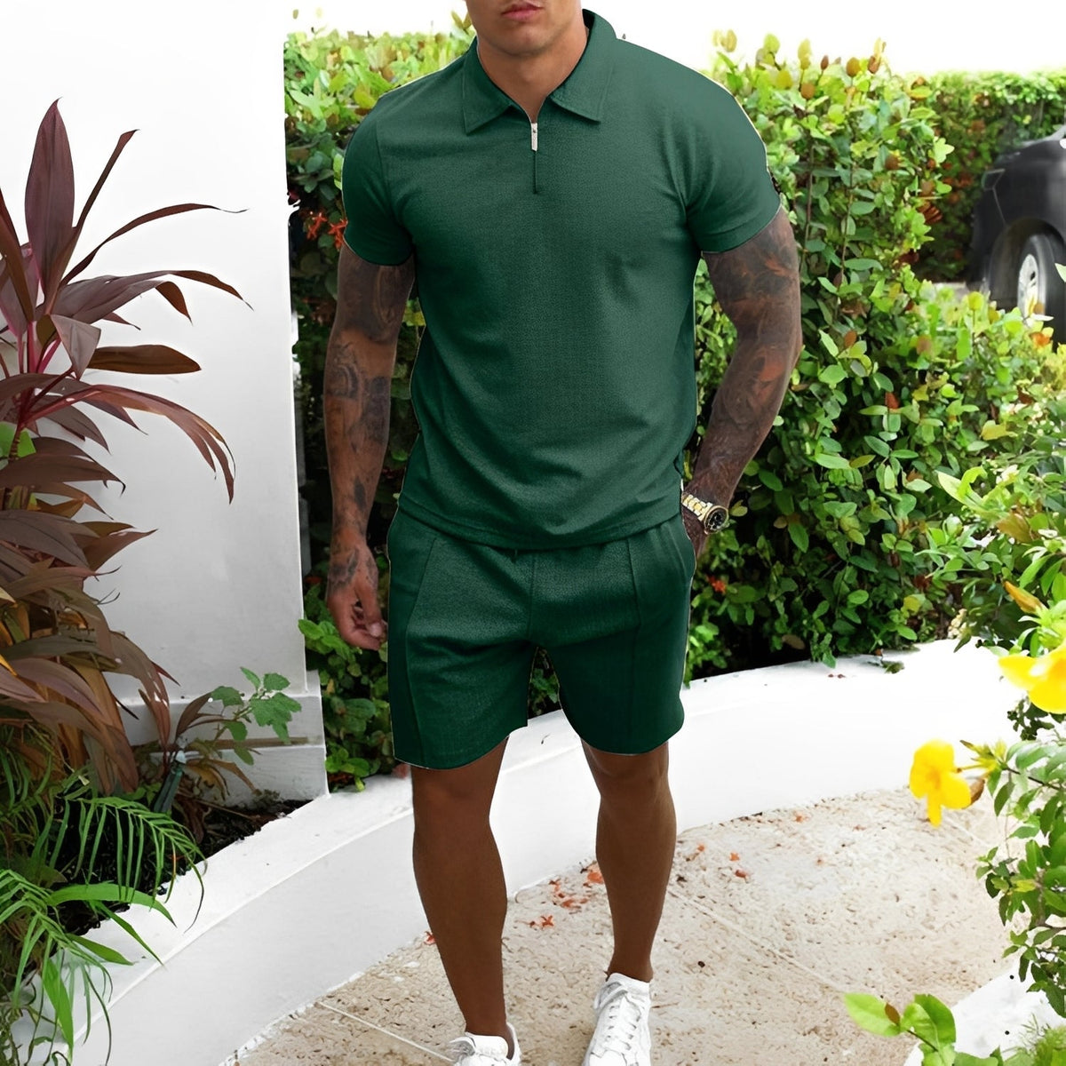 Richard - Ensemble décontracté composé d'un polo et de shorts pour hommes