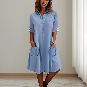 Sandra - Robe en jean chic avec poches latérales pour femmes