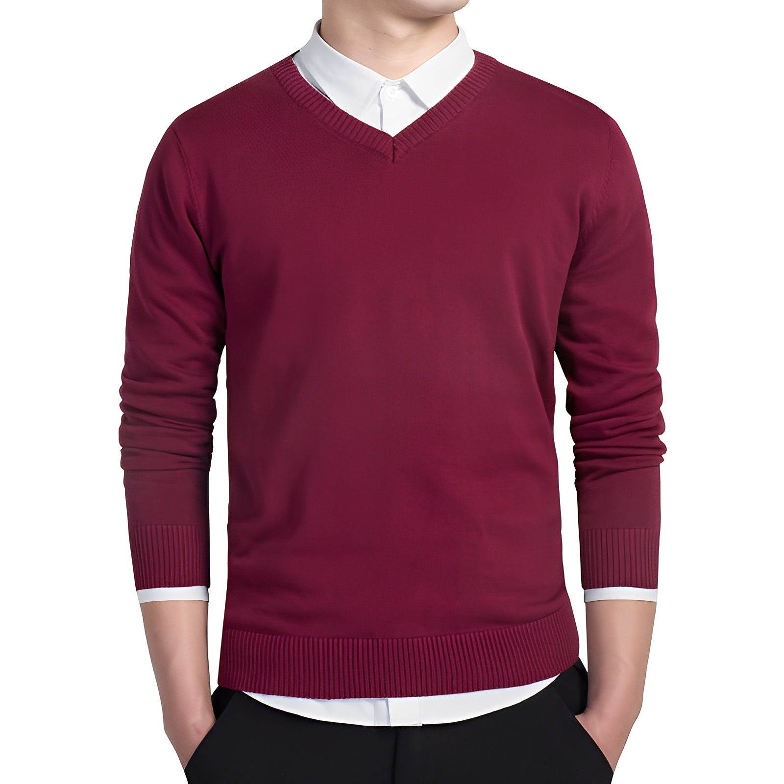 Tom - Pull décontracté pour homme avec col en V