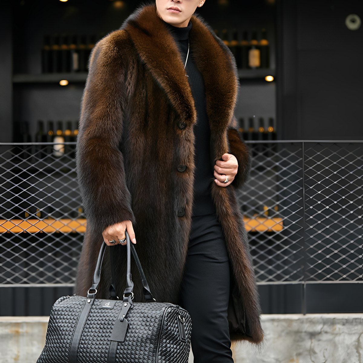 Matteo - Manteau long élégant en fourrure pour hommes