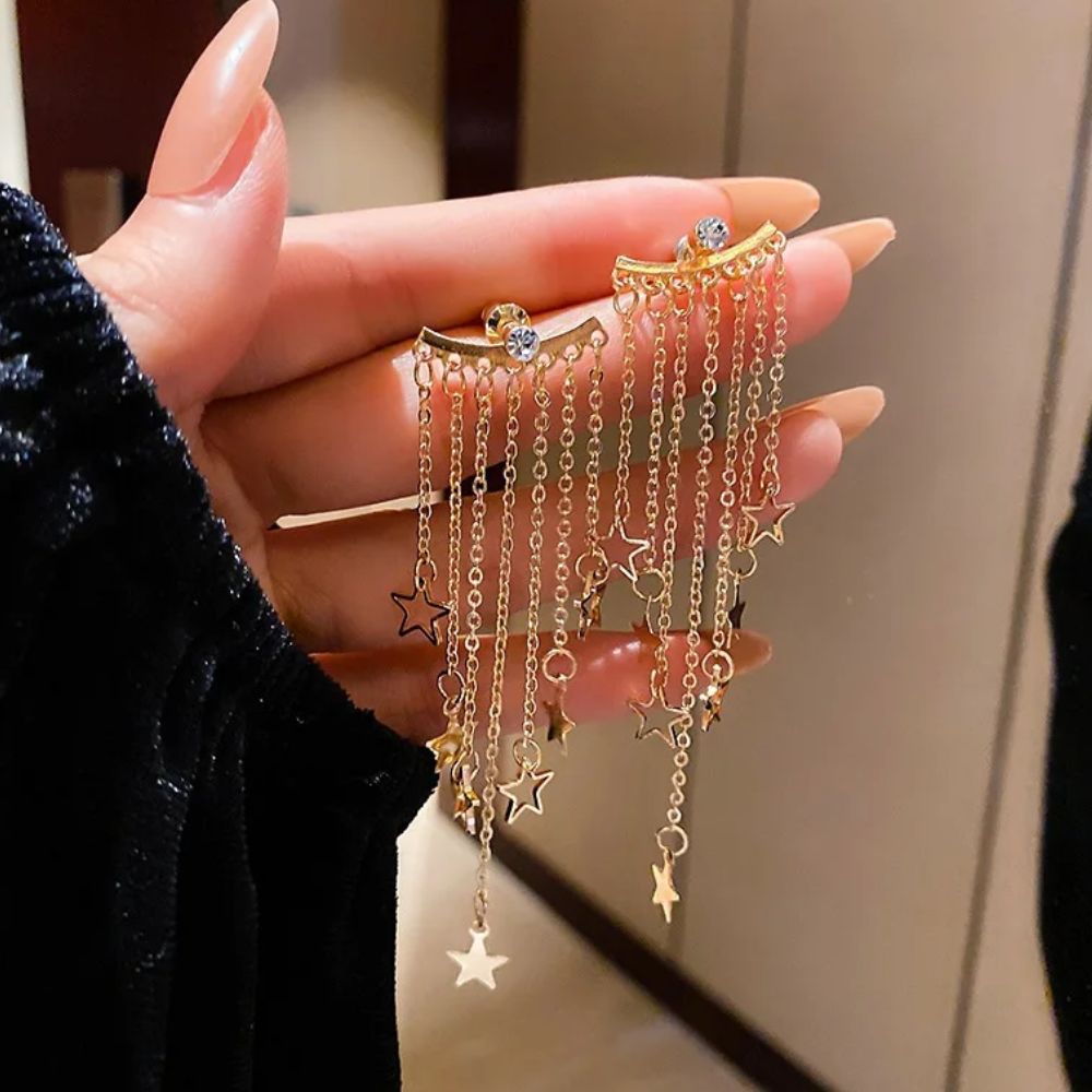 Valerie – Boucles d'oreilles pendantes en étoile avec franges