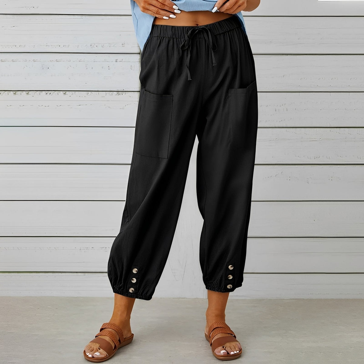 Christa - Pantalon large, décontracté et court pour femmes