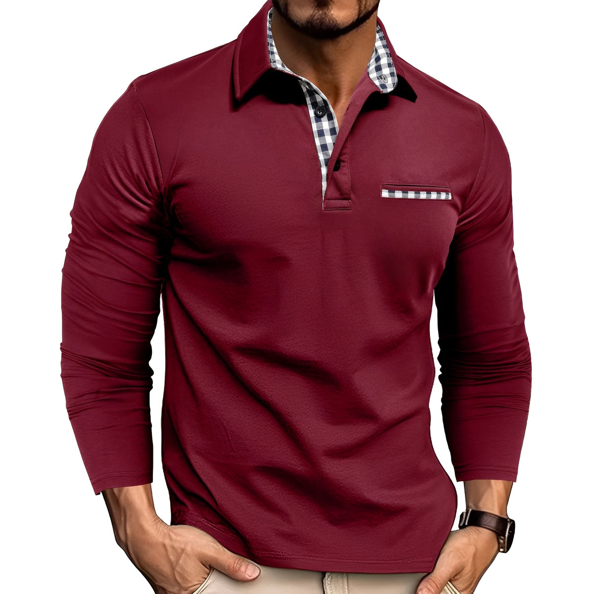 Jerome - Polo décontracté à manches longues pour hommes