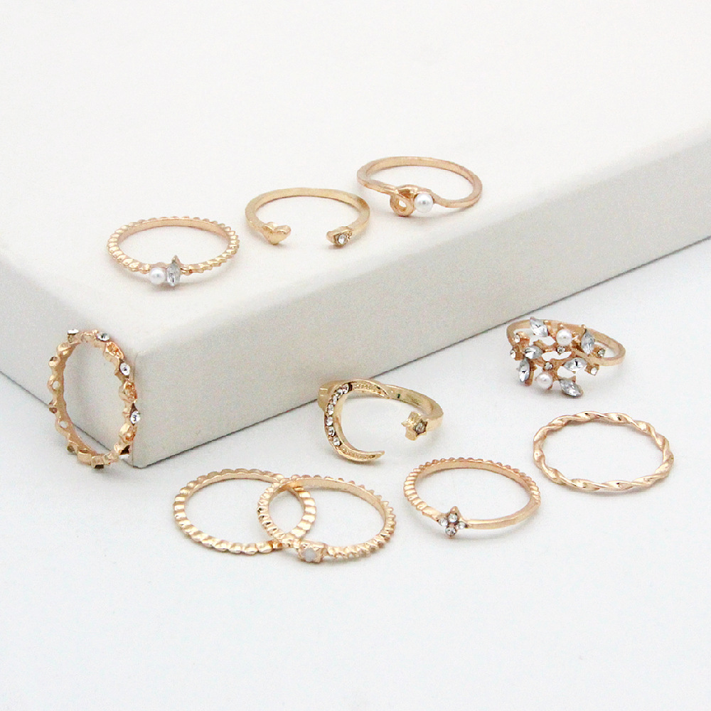 Lune et étoile - Bague de mode de 10 pièces