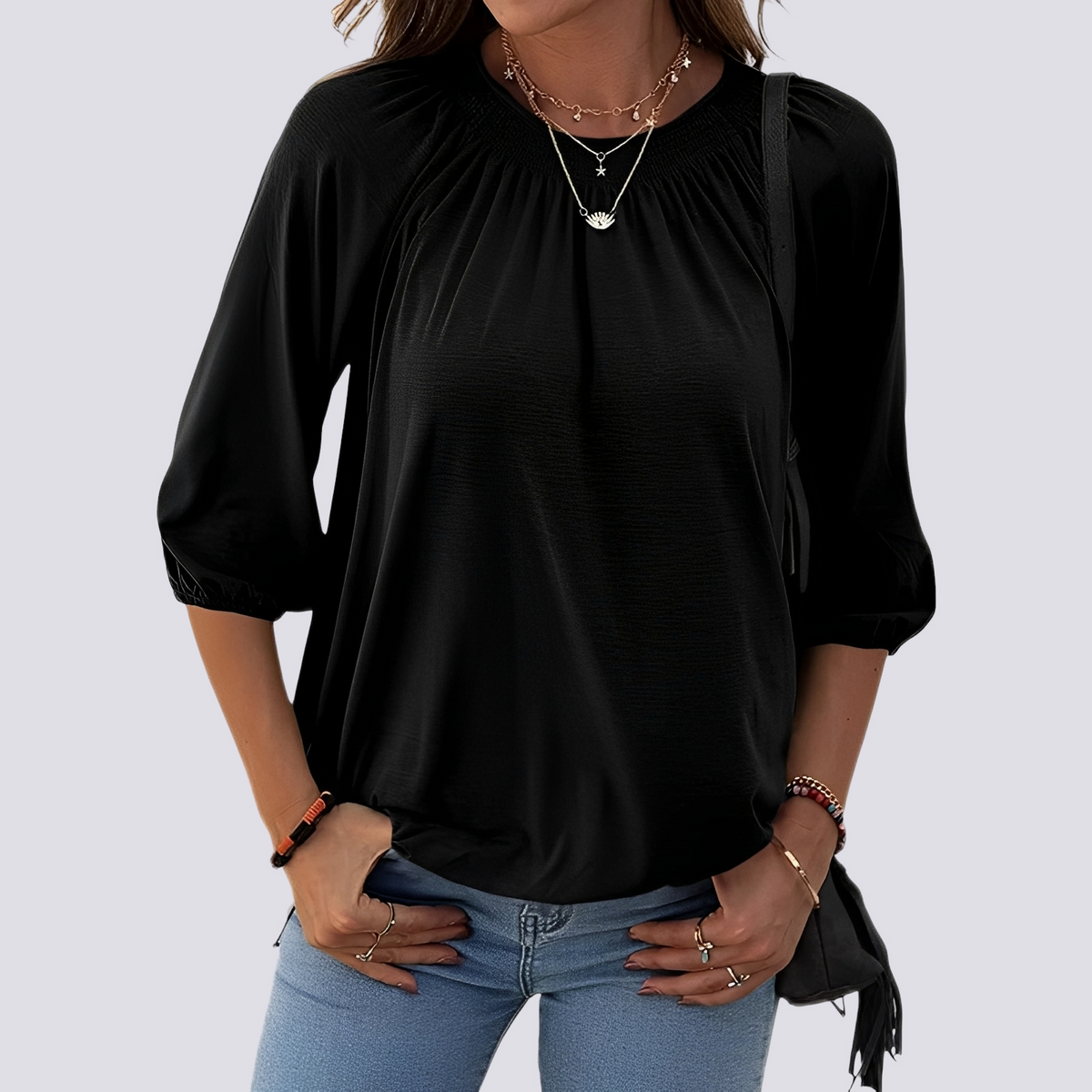 Telsa - Blouse décontractée à col rond pour femmes