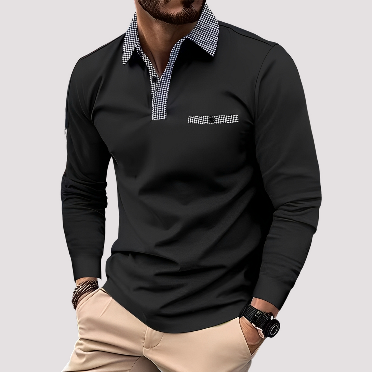 Aidan - Polo chic à manches longues pour hommes