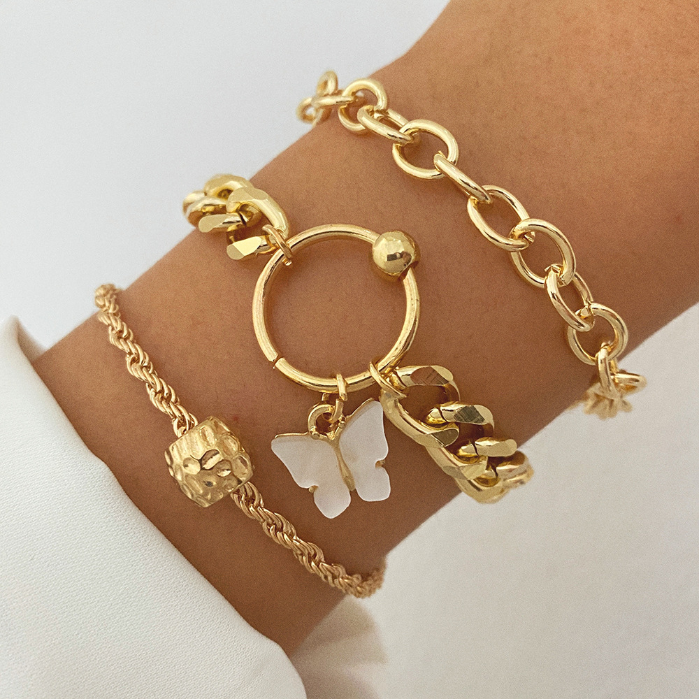 Bracelet en or 18K - Ensemble de bracelets pour filles en or