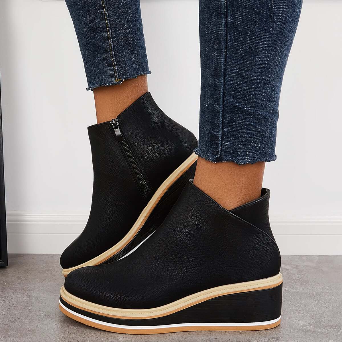 Nikkole - Bottines en cuir décontractées pour femmes