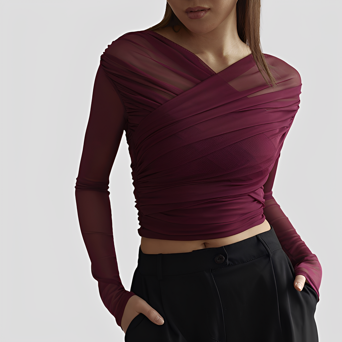 Cara - Blouse élégante à manches longues froncées