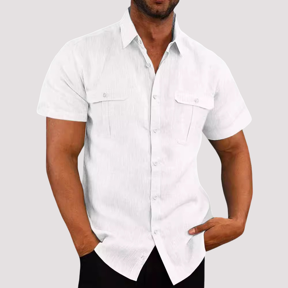 Aaron - Chemise stylée à manches courtes avec patte de boutonnage pour hommes
