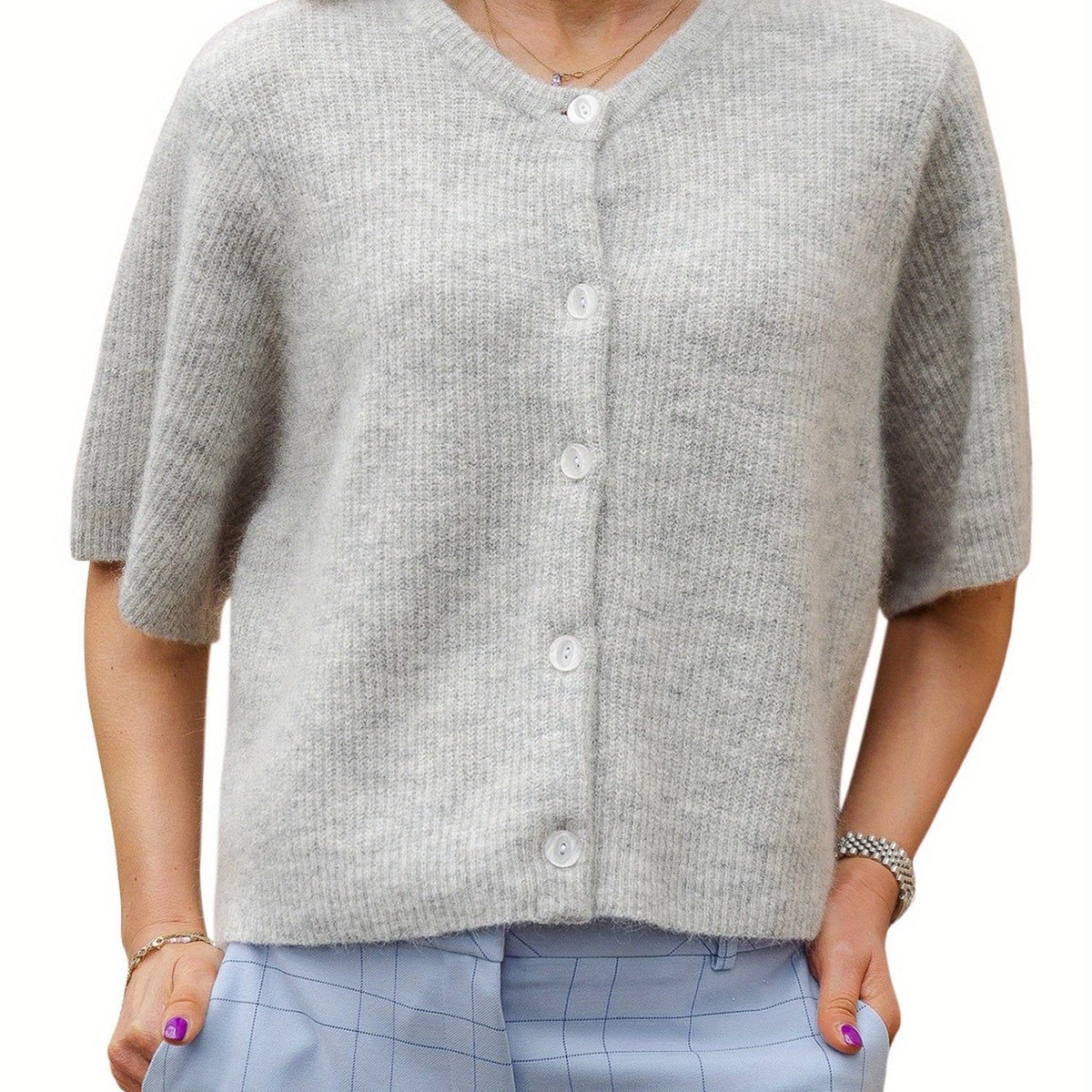 Margie - Cardigan large à manches courtes pour femmes