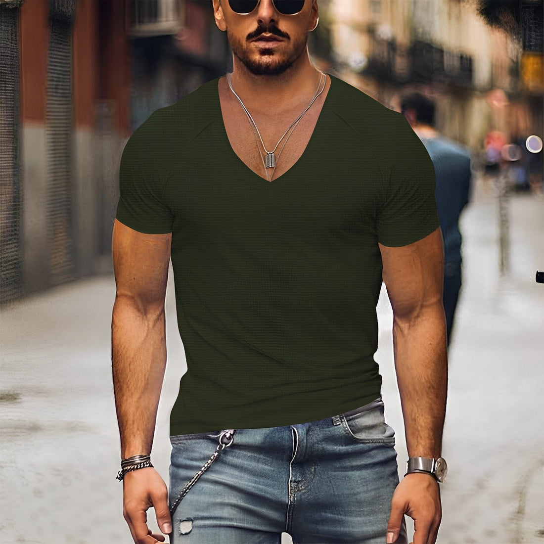 Kenneth - T-shirt homme décontracté à col en V