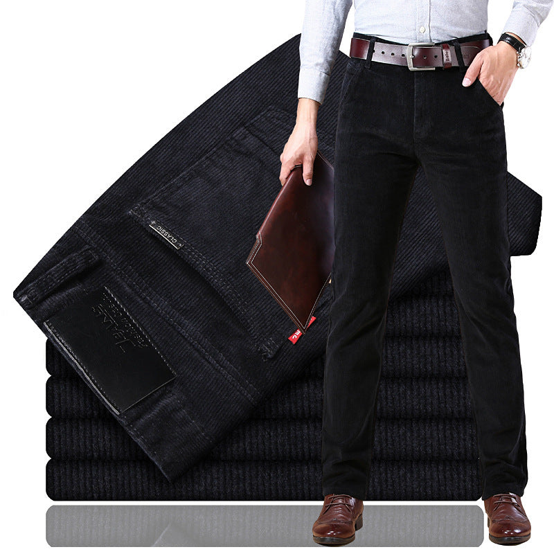 Douglas - Pantalon en velours côtelé extensible rétro pour hommes