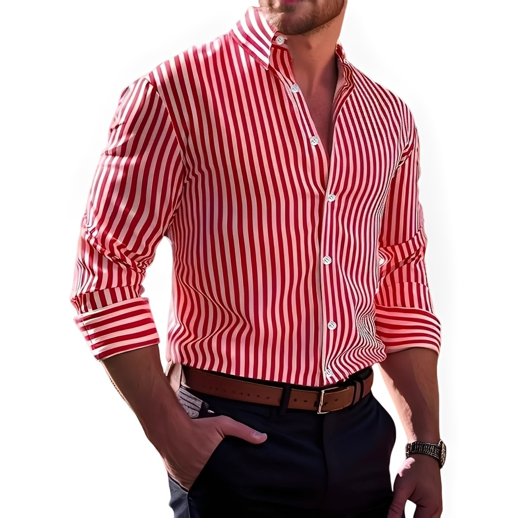 Brycen - Chemise rayée à manches longues et stylisée pour hommes