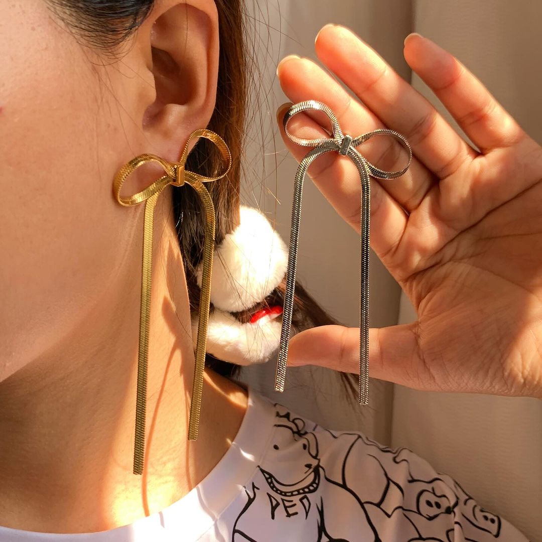 Boucles d'oreilles longues avec franges - Boucles d'oreilles Ribbon