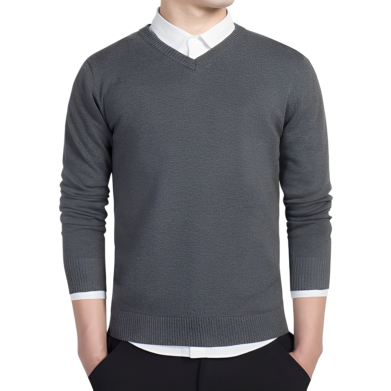 Tom - Pull décontracté pour homme avec col en V