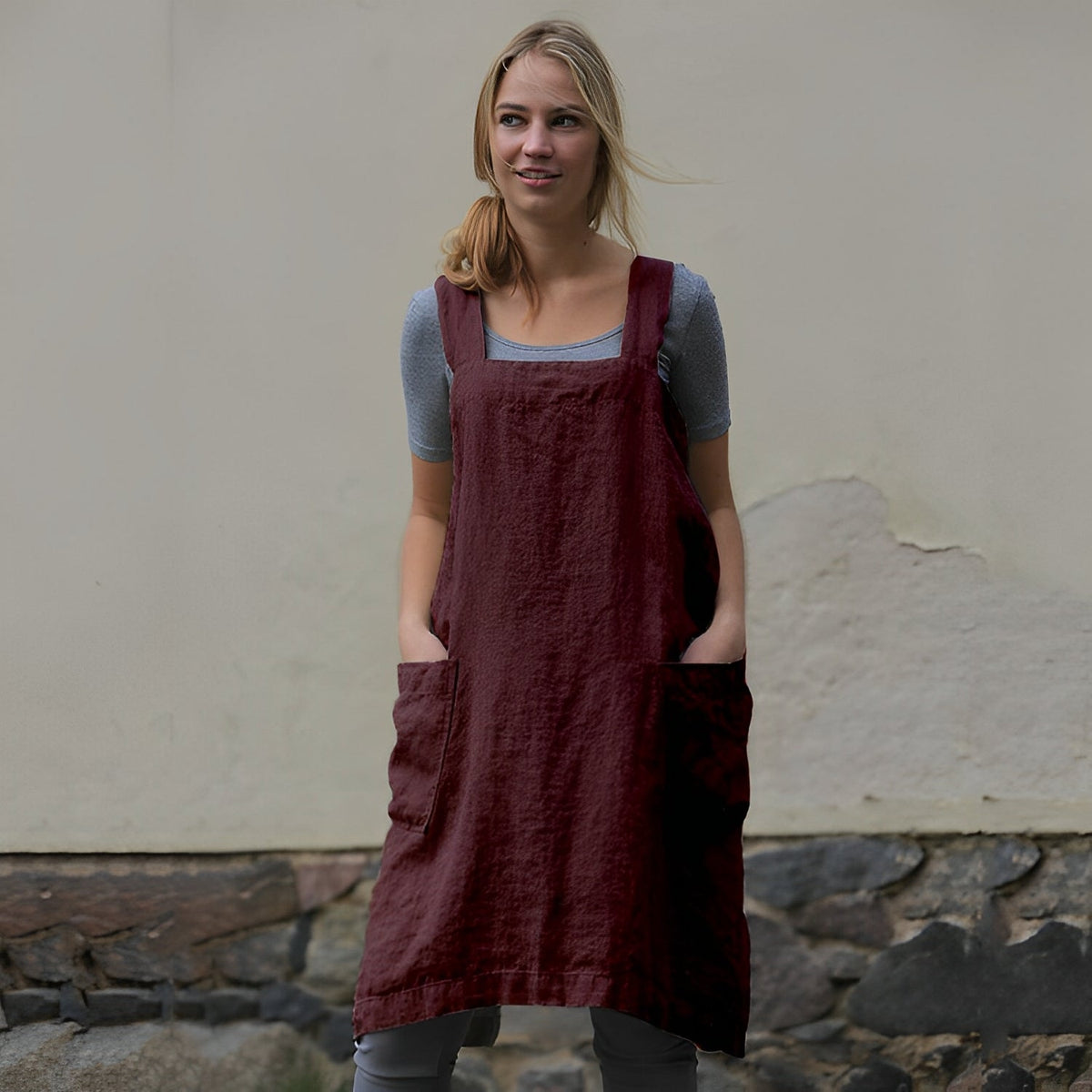 Mozelle - Robe tablier décontractée avec poches pour femmes