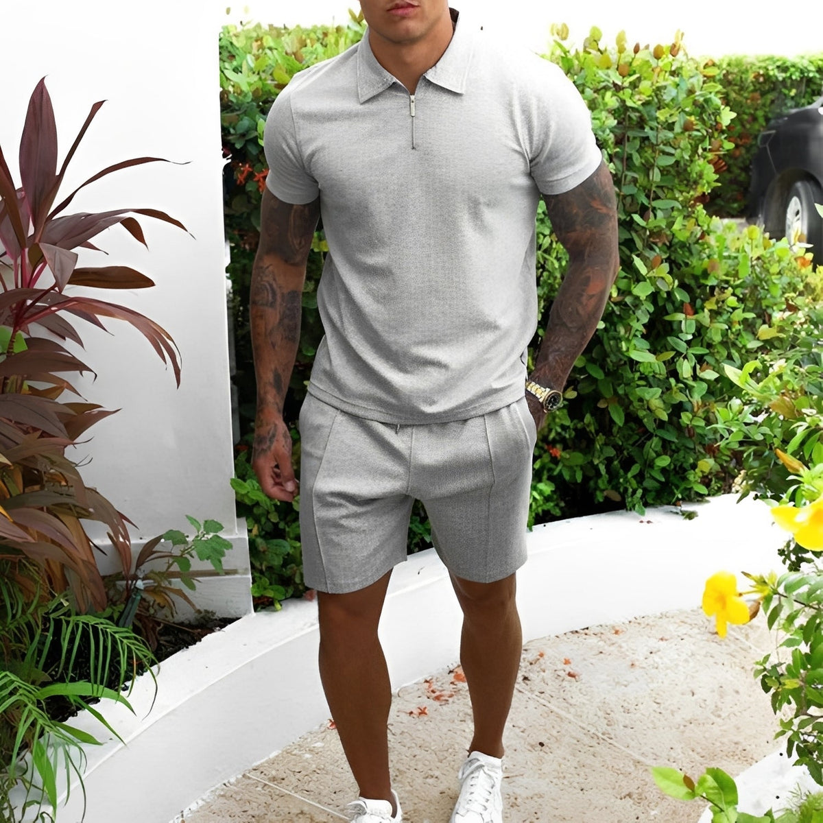 Richard - Ensemble décontracté composé d'un polo et de shorts pour hommes
