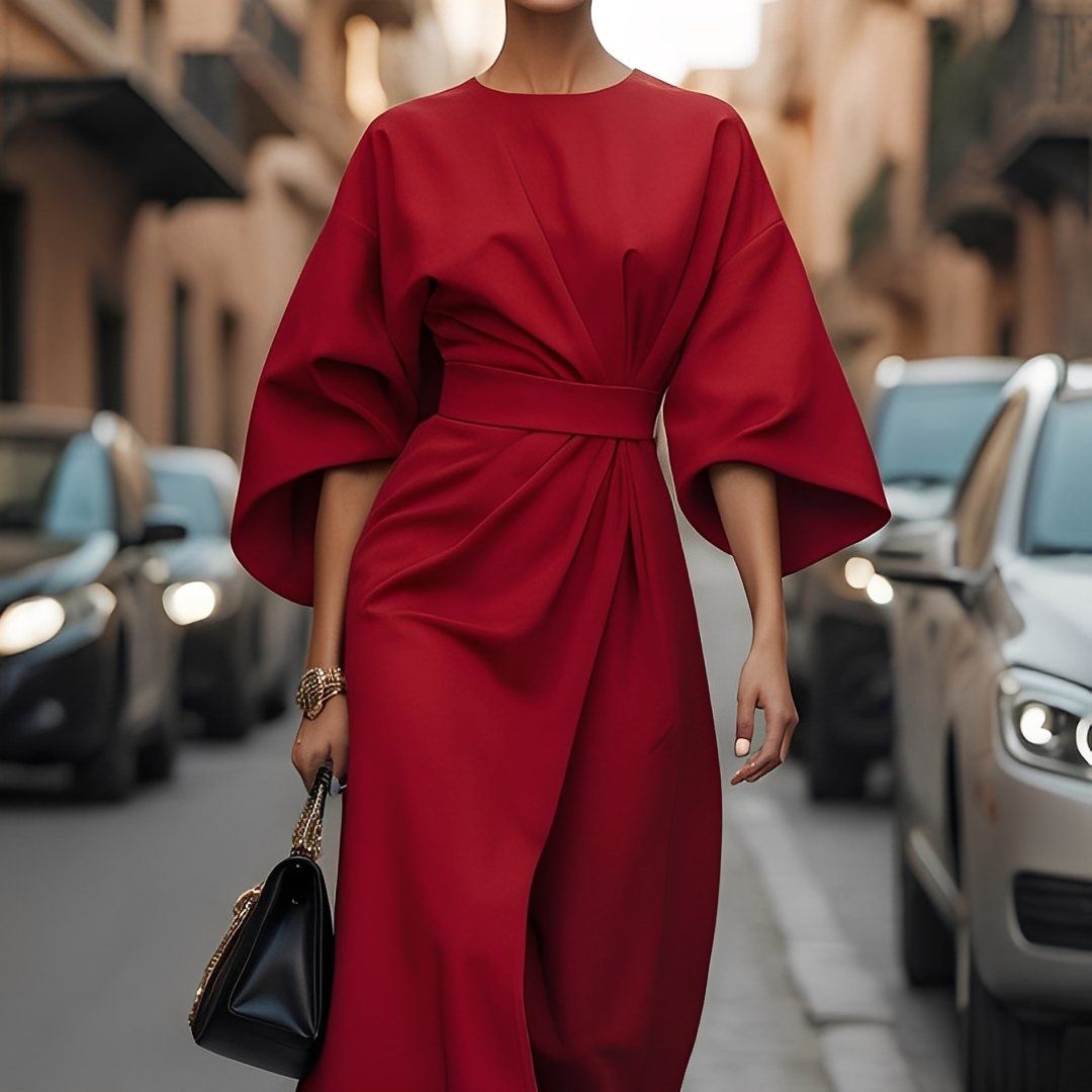 Lauriane - Robe élégante avec manches lanternes pour femmes