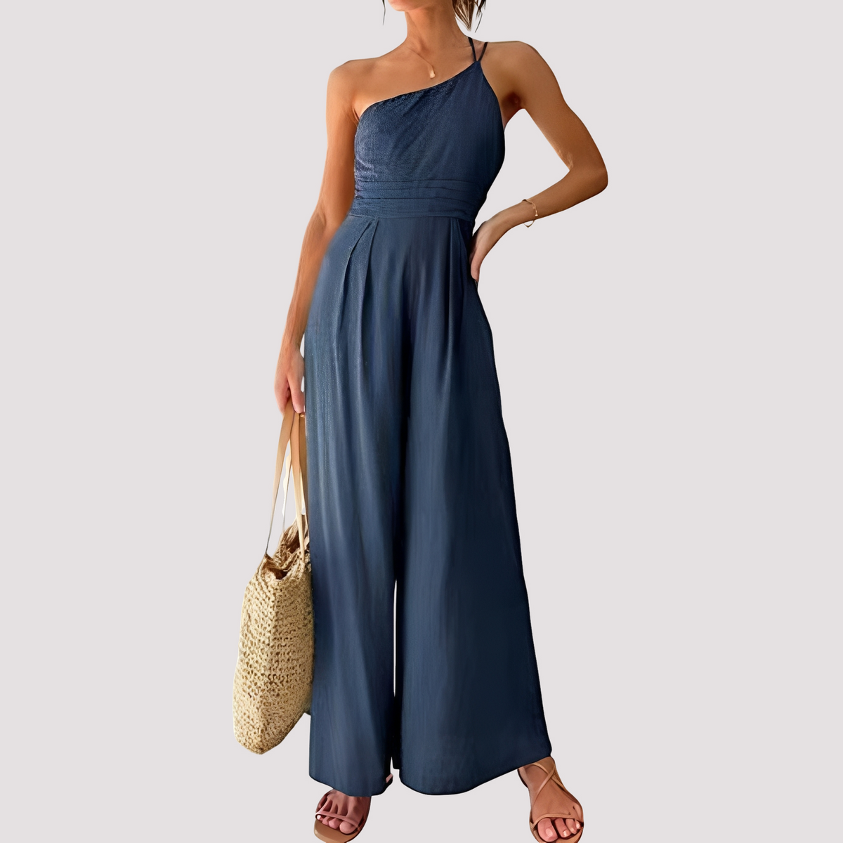 Carla - Combinaison femme élégante à une épaule avec jambes larges