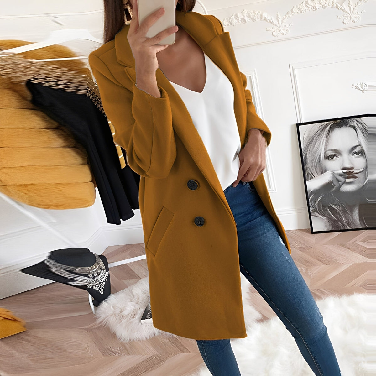Chantal - Manteau élégant long pour l'hiver pour femmes