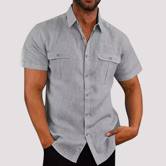 Aaron - Chemise stylée à manches courtes avec patte de boutonnage pour hommes