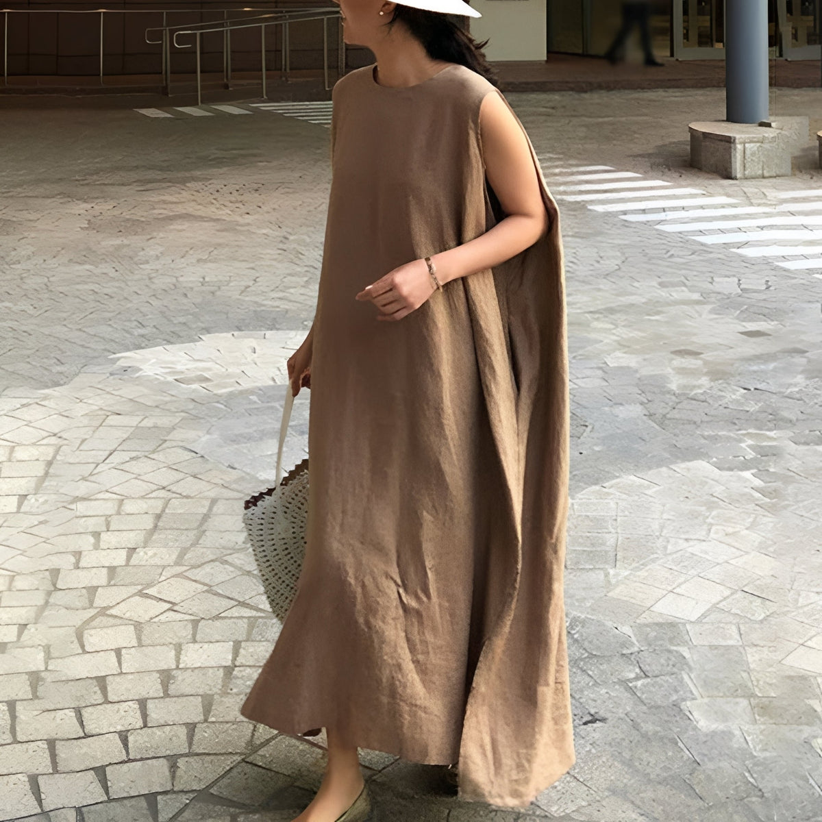 Carly - Robe plissée décontractée sans manches pour femmes