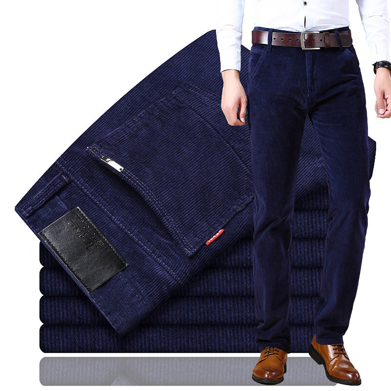 Douglas - Pantalon en velours côtelé extensible rétro pour hommes