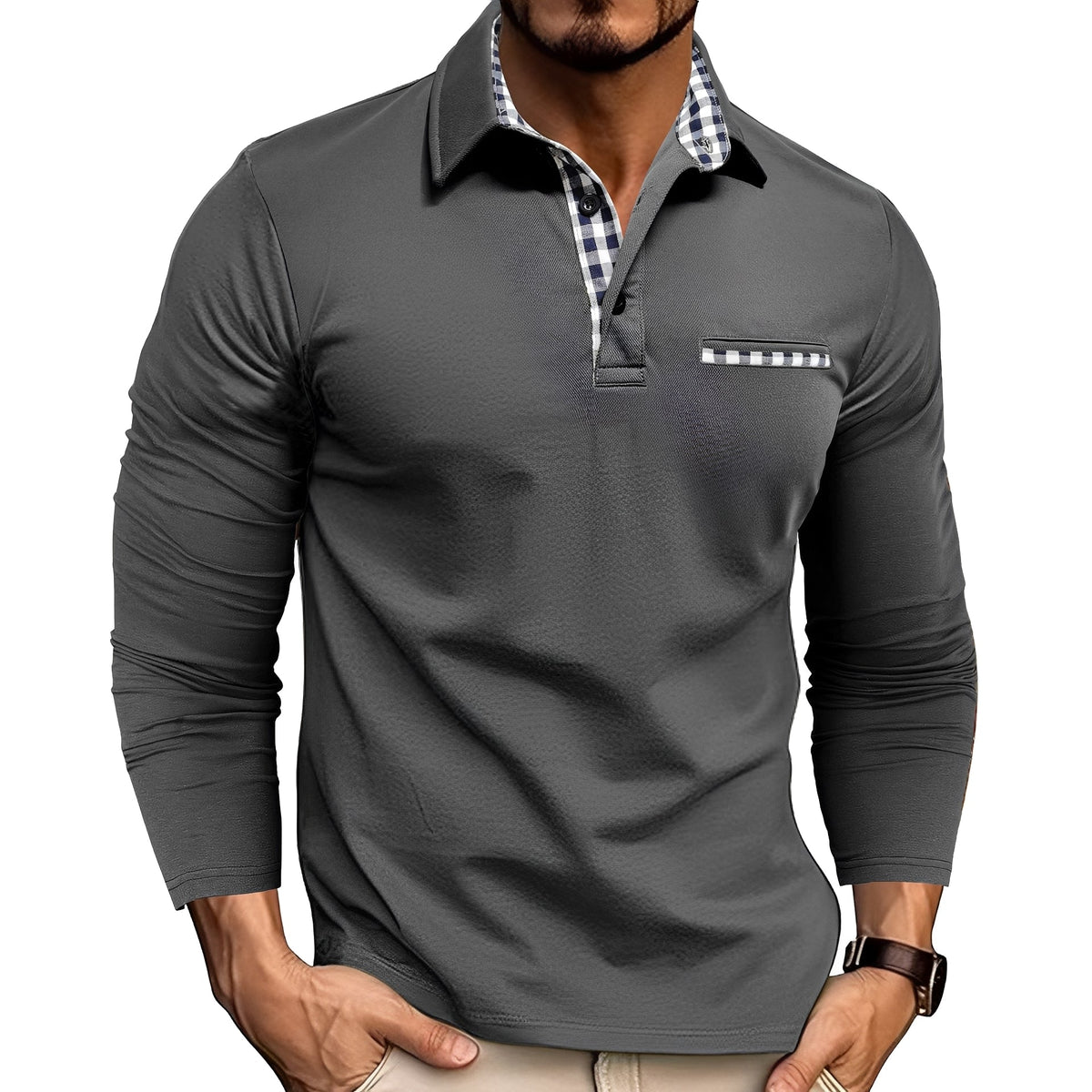 Gerald - Polo élégant à manches longues pour hommes
