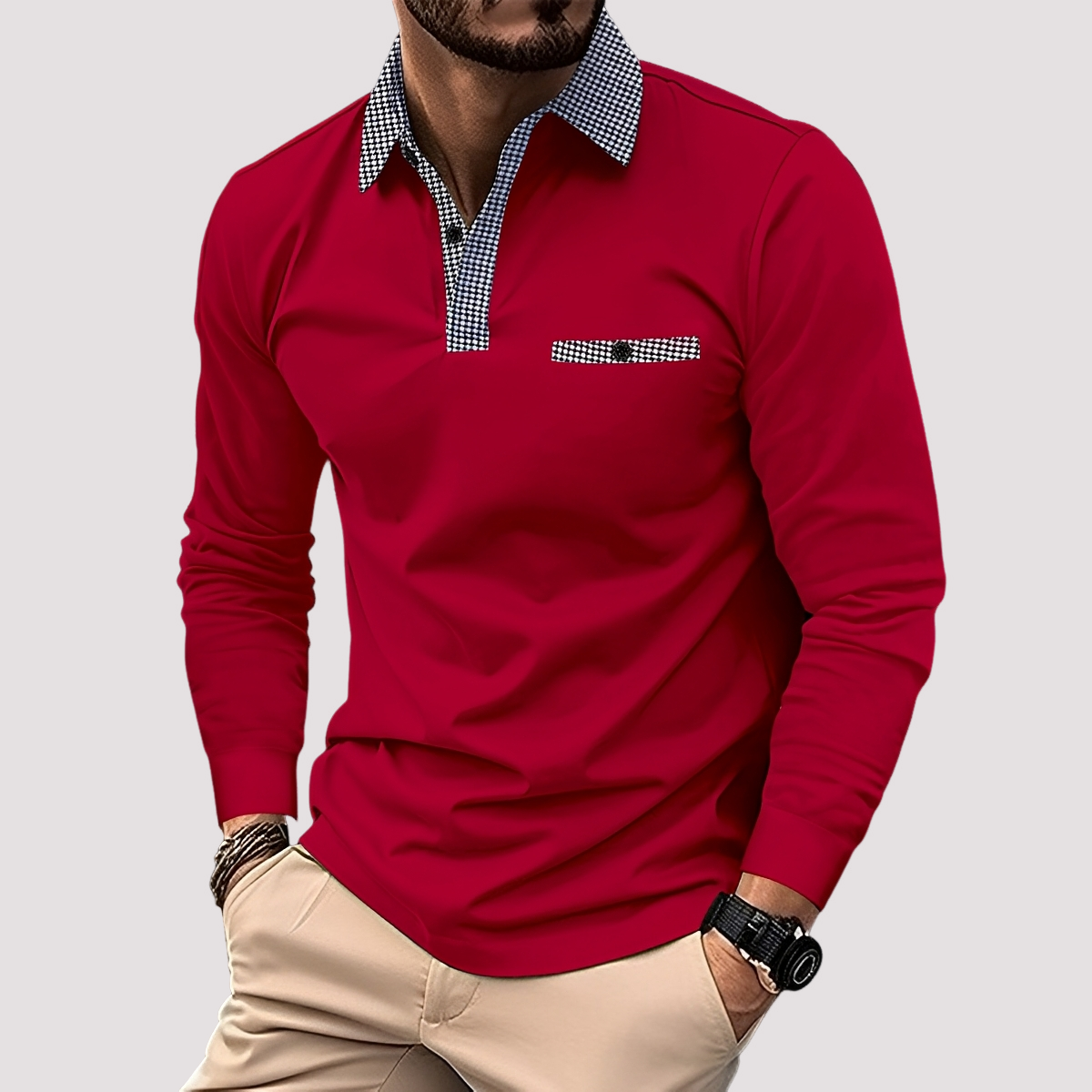 Aidan - Polo chic à manches longues pour hommes