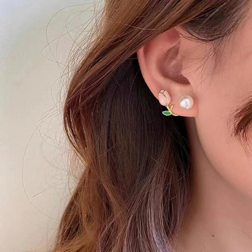 Boucles d'oreilles en perles de tulipes - Boucles d'oreilles en perles de fleurs violettes