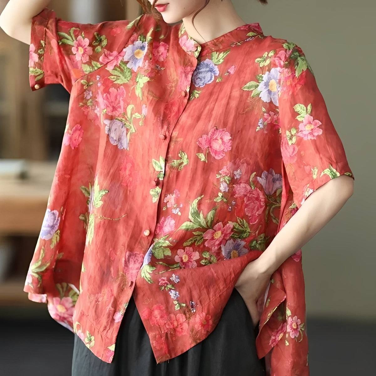 Alana - Blouse raffinée à manches mi-longues pour femmes
