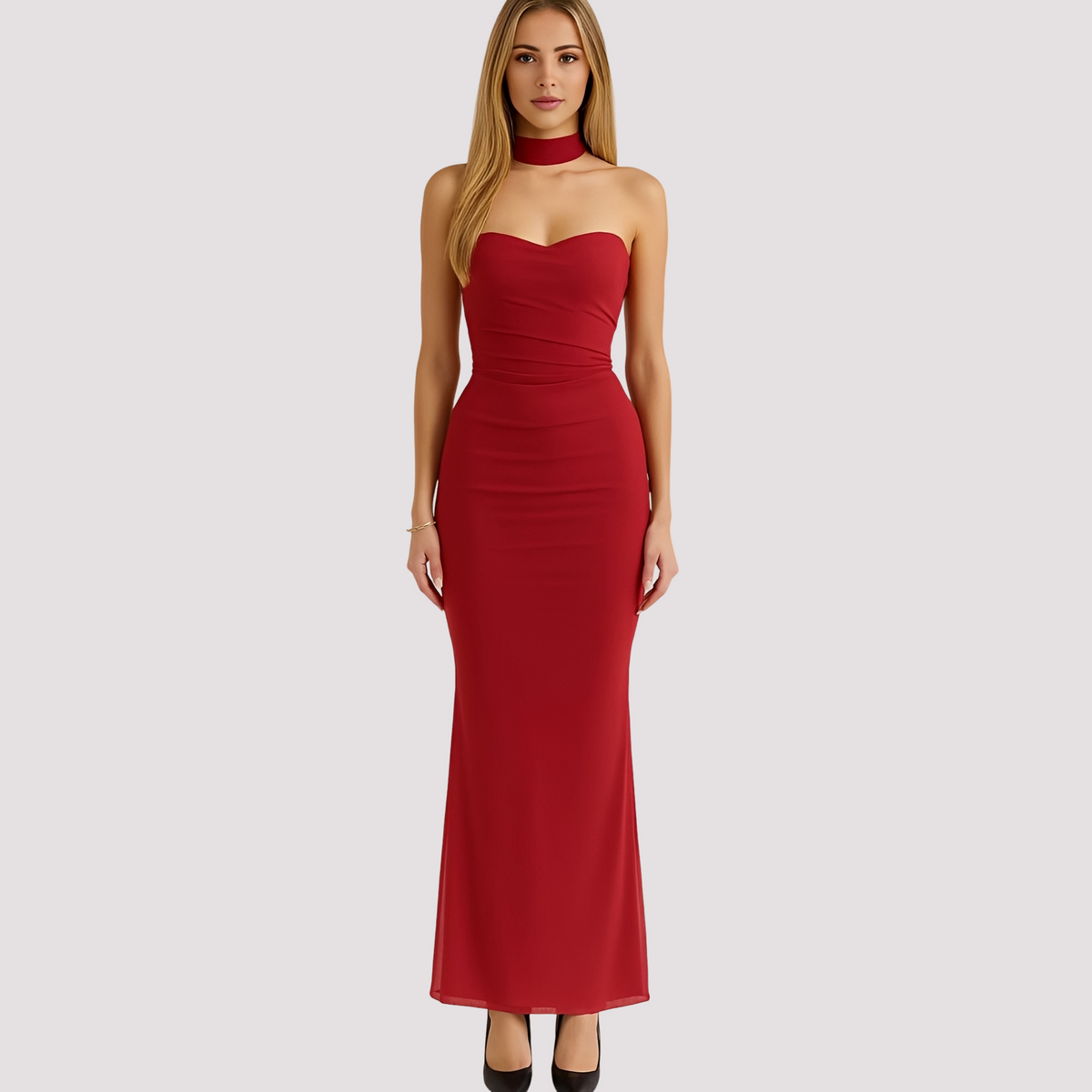Antonia - Robe élégante ajustée avec collier